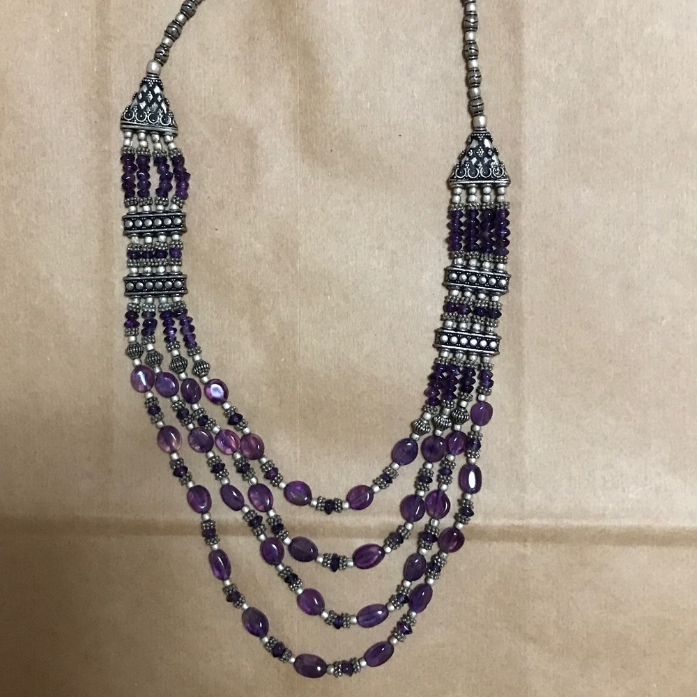 Amethyst Oval-shaped Beads and .925 Silver Spacer Beads